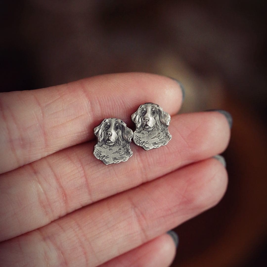 małe kolczyki z psami sztyfty ze srebra