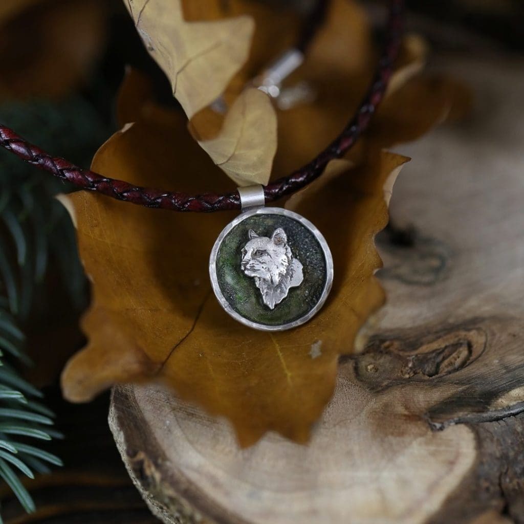 srebrny wisiorek ryś silver lynx pendant leśny wisior